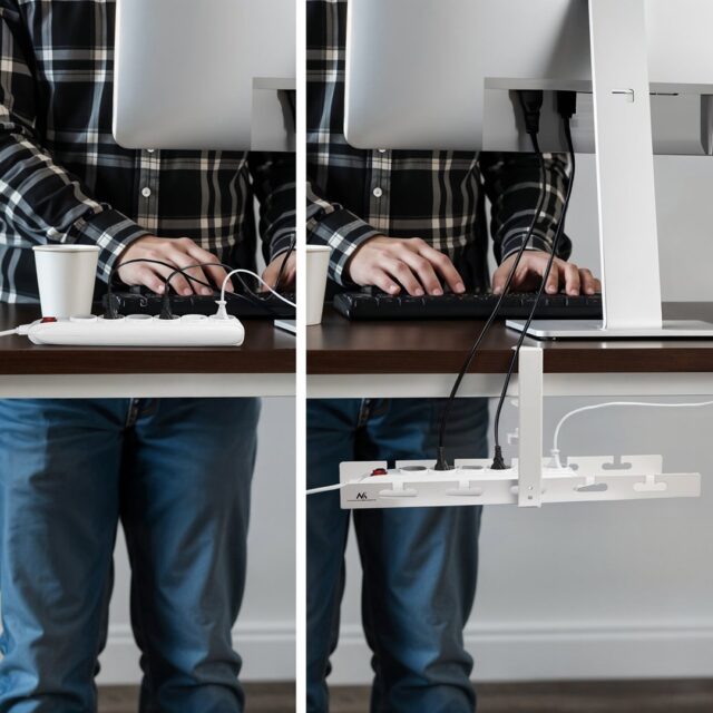 Maclean under-desk cable organizer  max. load 5kg  white  MC-105 W - imagine 9