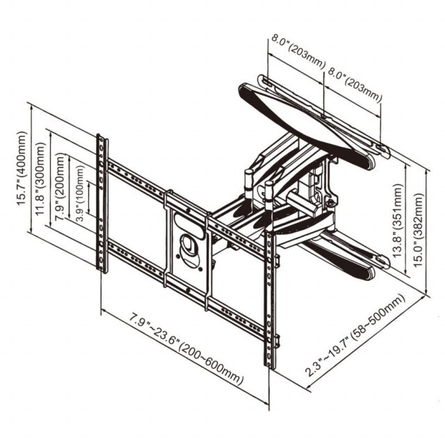 GART LCD/LED TV mount 40-75  45 kg vertical/horizontal adjustment 58-380 mm max VESA 600x400 - imagine 6