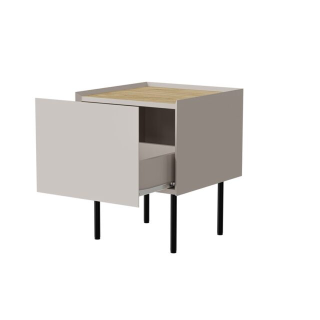 Cama Bedside table  2 pcs  FELLINI  40x41x60  cashmere + oiled oak top - imagine 2