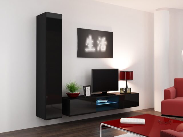 Cama Full cabinet VIGO '180' 180/40/30 black/black gloss - imagine 6