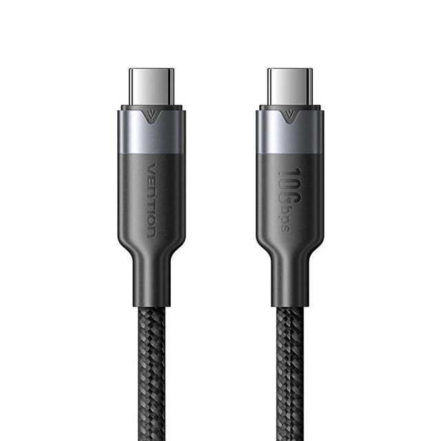 Kabel USB-C do USB-C Vention USB 3.2 5A 10Gbps 1m czarny - imagine 3