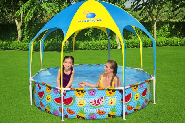 Bestway Steel Pro 2.44m x 51cm Splash-in-shade Play Pool  Orange/Yellow - imagine 28