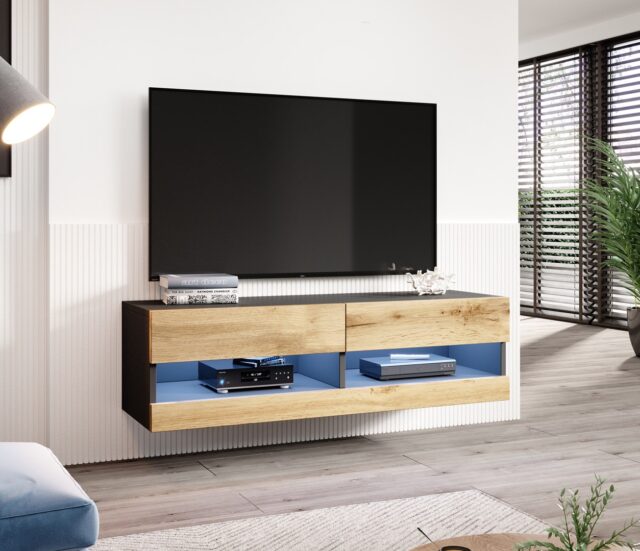 Cama TV stand VIGO NEW 30/140/40 black/wotan oak - imagine 3