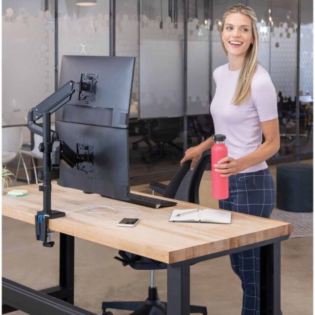 Fellowes Ergonomics arm for 2 vertical monitors - Platinum series - imagine 6