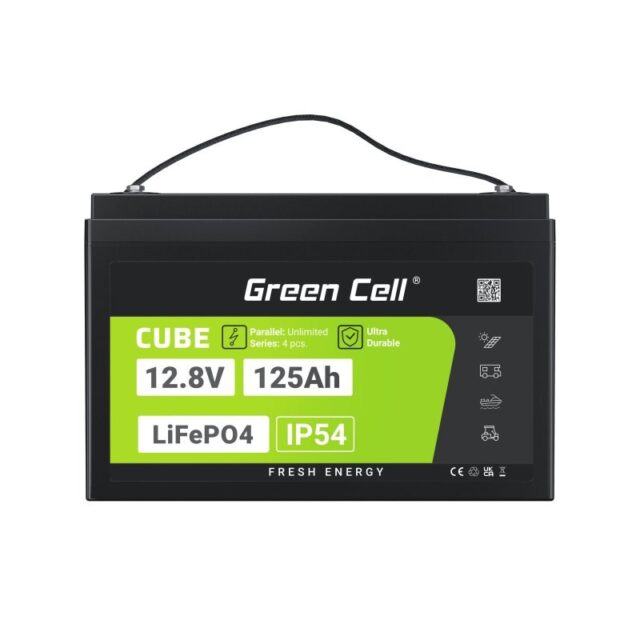 Green Cell Žalias Cell CUBE LiFePO4 125Ah 12 8V 1600Wh liio geležies fosfato baterija kemperiui  sauls energijai  neprijungtai prie tinklo  laivui Lithium Iron Phosphate (LiFePO4) 12.8 V - imagine 25
