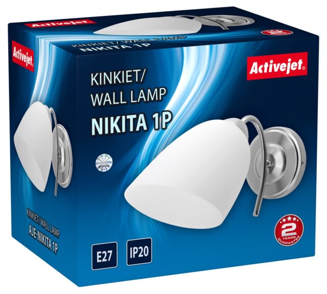 Classic single wall lamp Activejet NIKITA nickel E27 for the living room - imagine 3
