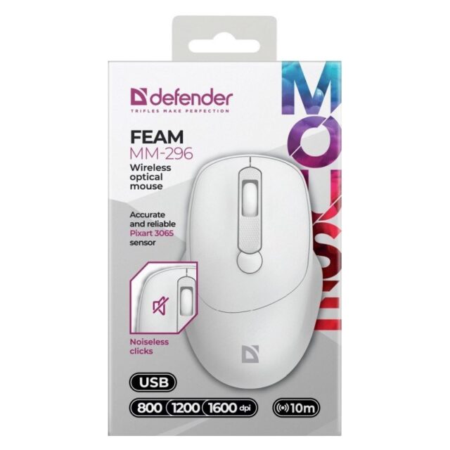 MOUSE DEFENDER FEAM MM-296 RF SILENT WHITE - imagine 3