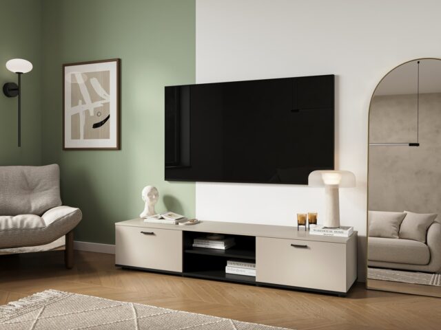 Cama SOHO TV cabinet 180x43x37 cashmere + black - imagine 3
