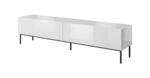 RTV SLIDE cabinet on black steel frame 200x40x50 cm all in gloss white