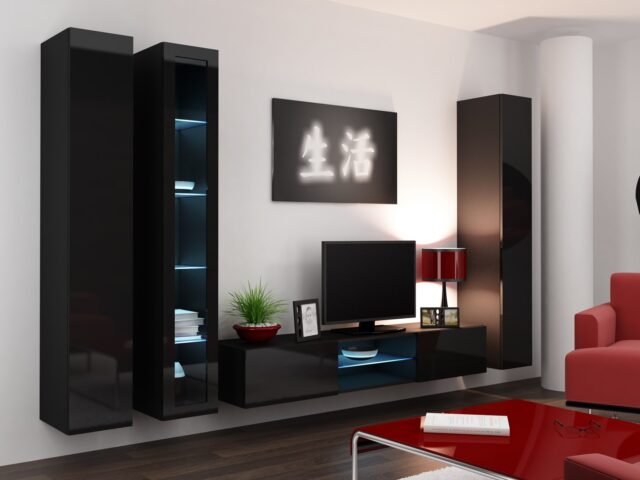 Cama Full cabinet VIGO '180' 180/40/30 black/black gloss - imagine 11