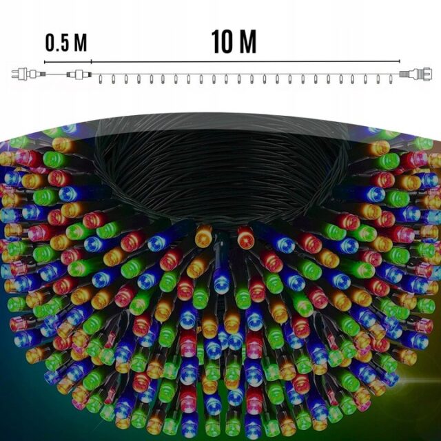 EXTRALINK LAMPKI CHOINKOWE ŚWIĄTECZNE 100LED OZDOBNE MULTIKOLOR NA BATERIE 10,5M - imagine 5