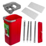 Flat Mop + Bucket + Telescopic Pole + 2 x Microfibre Pad 5.7L Floor Cleaning XXL Set Rotating Head - imagine 2