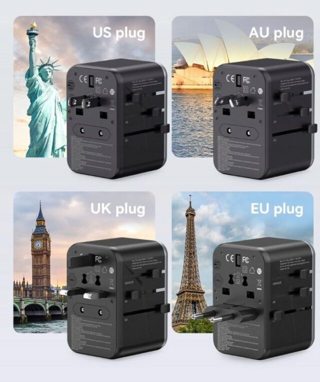 Uniwersalny adapter podróżny z ładowarką Vention 65W GaN 2x USB-A 2x USB-C czarny - imagine 7