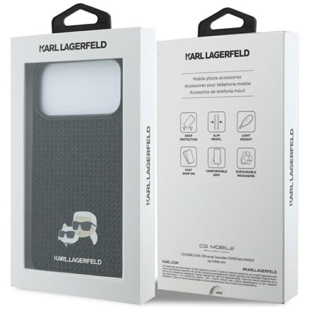 Case Karl Lagerfeld Rhinestones Karl&Choupette Pin for iPhone 17 Pro Max black - imagine 8