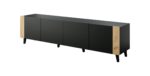 TV cabinet FARO 200x42x52 black matt + oak craft