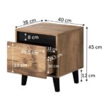 NORD bedside table 2 pcs. 40x38x45 cm oak wotan/anthracite - imagine 4