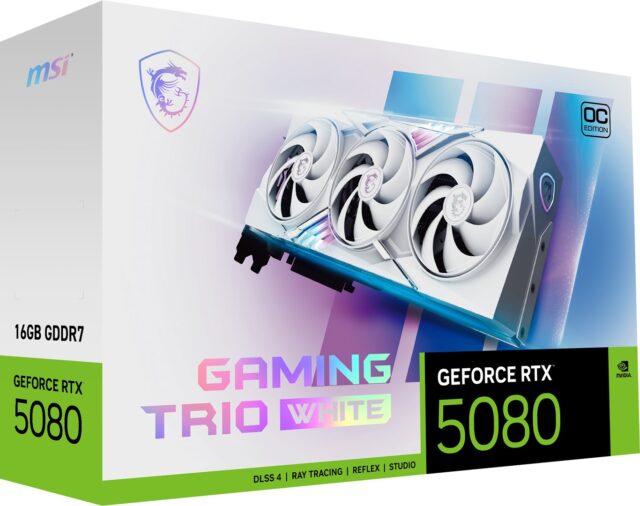 MSI GAMING GEFORCE RTX 5080 16G TRIO OC WHITE graphics card NVIDIA 16 GB GDDR7 - imagine 4