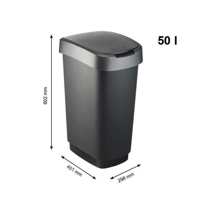 ROTHO Twist Silver - trash bin – 50l - imagine 4
