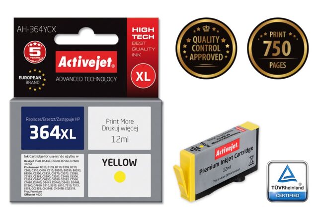 Activejet AH-364YCX Ink (replacement for HP 364XL CB325EE; Premium; 12 ml; yellow) - imagine 2