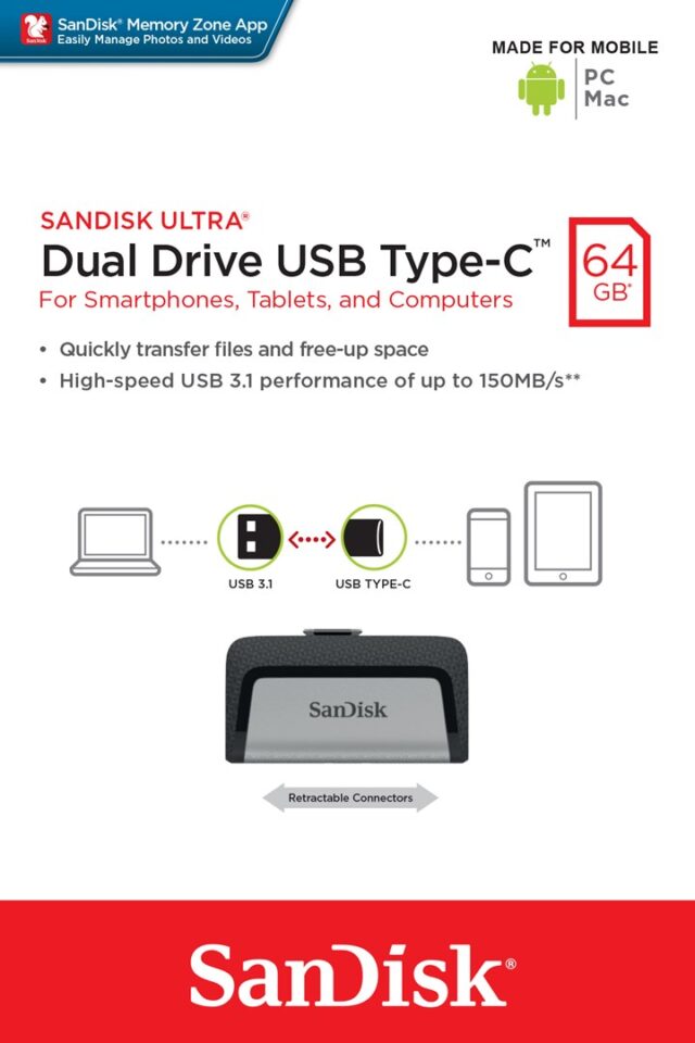 Sandisk Ultra Dual Drive USB Type-C USB flash drive 64 GB USB Type-A / USB Type-C 3.2 Gen 1 (3.1 Gen 1) Black Silver - imagine 10