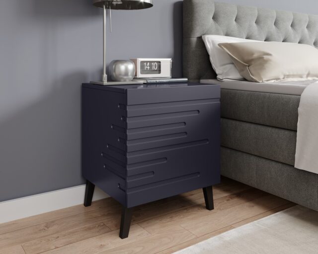 Bedside table NOVA 44x40x52 navy blue matt - imagine 3