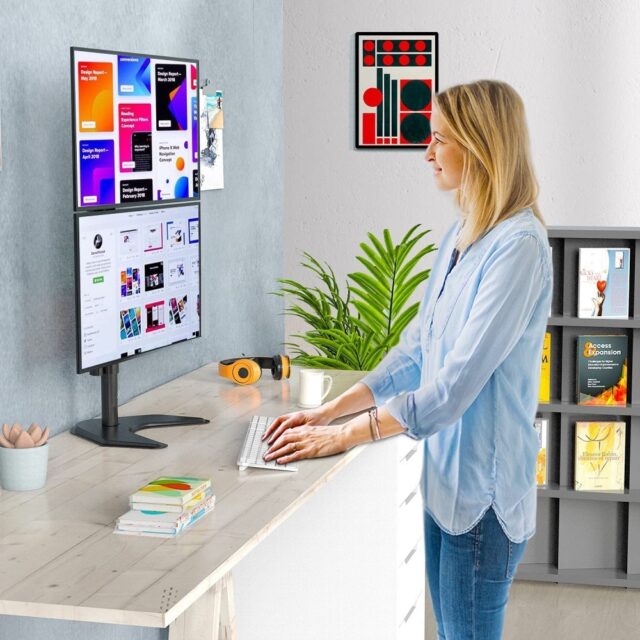 Techly ICA-LCD 2520V monitor mount / stand 68.6 cm (27 ) Desk Black - imagine 11