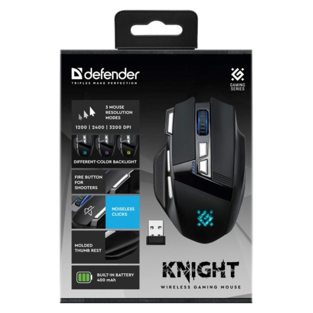 MOUSE DEFENDER GM-885 KNIGHT RF WIRELESS 3200dpi 8P BLACK - imagine 7