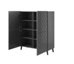 Shelving unit ABETO 100.5 x 40 x 121.5 cm graphite/glossy graphite - imagine 2