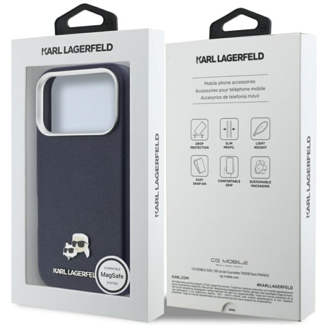 Case Karl Lagerfeld Karl & Choupette     Head Pins Saffiano MagSafe for iPhone 17 Pro Max blue - imagine 8