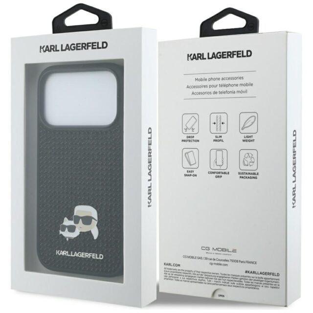 Case Karl Lagerfeld Rhinestones Karl&Choupette Pin for iPhone 17 Pro black - imagine 8
