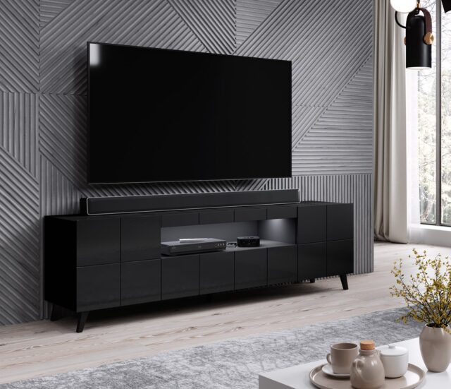 Cama TV stand REJA black gloss/black gloss - imagine 7