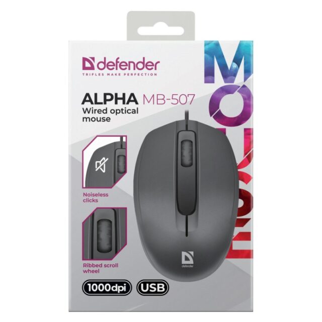 MOUSE DEFENDER ALPHA MB-507 OPTICAL 1000dpi 3P BLACK SILENT CLICK - imagine 5