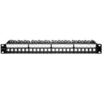 Qoltec 54516 Patch panel for 19'' rack | 24 ports | 1U | UTP | Black
