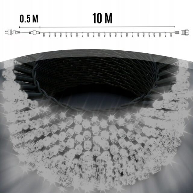 EXTRALINK LAMPKI CHOINKOWE 100 LED BIAŁE ZIMNE ZEWNĘTRZNE WEWNĘTRZNE NA BATERIE 10M - imagine 5