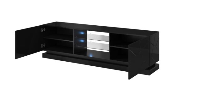 Cama TV cabinet QIU 200 MDF black gloss/black gloss - imagine 4