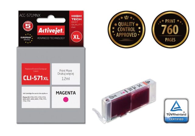 Activejet ACC-571MNX Ink (replacement for Canon CLI-571XLM; Supreme; 12 ml; magenta) - imagine 2
