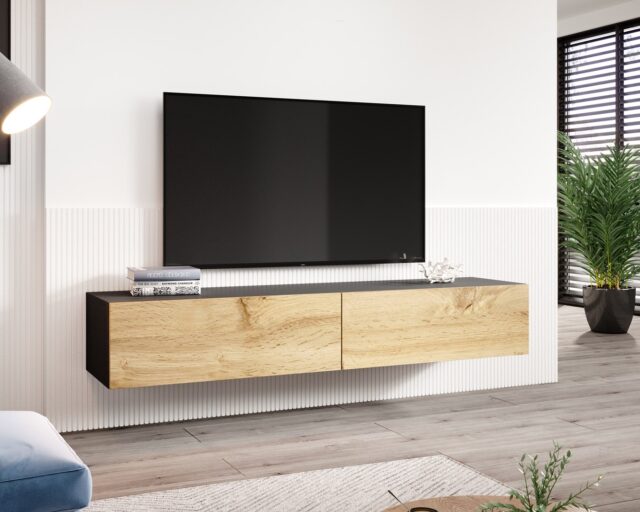 Cama TV Stand VIGO '180' 30/180/40 black/wotan oak - imagine 3
