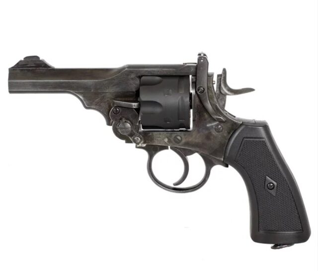 WEBLEY MKVI .455 Police cal.5.5 mm Diabolo cartridge revolver 6-shot. 4’ barrel CO2 Battlefield Ekp to17J - imagine 11