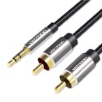 Kabel audio 3 5 mm męski na 2RCA męski 5m czarny