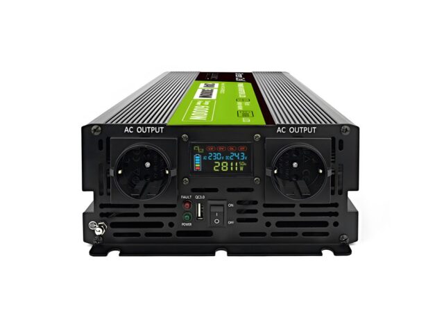Green Cell Przetwornica napicia PowerInverter LCD 24 V 3000W/60000W Przetwornica samochodowa z wywietlaczem - czysty sinus power adapter/inverter Auto Black - imagine 9