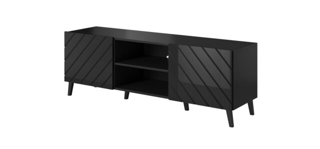 RTV cabinet ABETO 150x42x52 black glossy - imagine 6