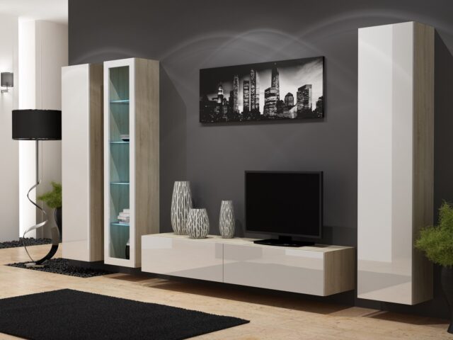 Cama Full cabinet VIGO '180' 180/40/30 sonoma/white gloss - imagine 6