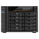 Asustor AS6810T NAS; Tower; 10x (3.5‘ SATA HDD/ 2.5’ SSD); AMD Ryzen Embedded V3C14; 16G ECC DDR5 SODIMM (max. 64GB)  2x 10GbE  2x 5GbE  4x M.2 2280 NVMe PCIe 4.0  2x USB4  2x USB 3.2 Gen  1x optional 10 GbE card