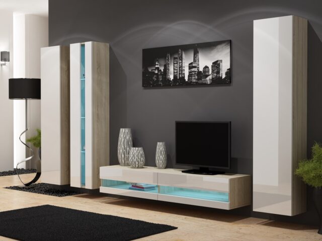 Cama Shelf unit VIGO NEW 180/40/30 sonoma/white gloss - imagine 2