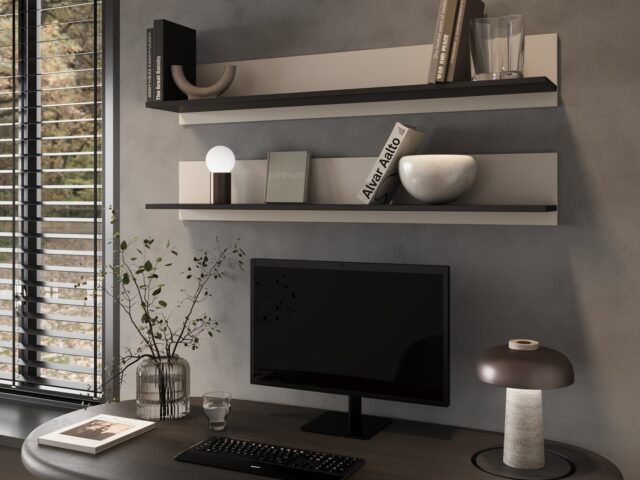 Cama 2-piece shelf SOHO 125x20x20 cashmere + black - imagine 2