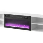 RTV cabinet POLO 180x33x39 white + fireplace black