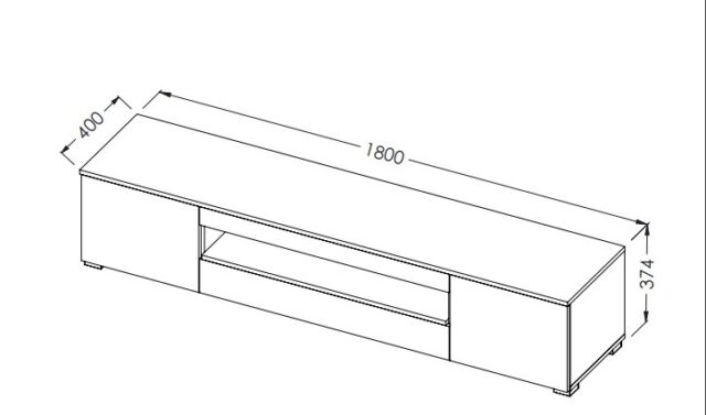 Cama TV stand VIVA 180 white/white gloss + black - imagine 3