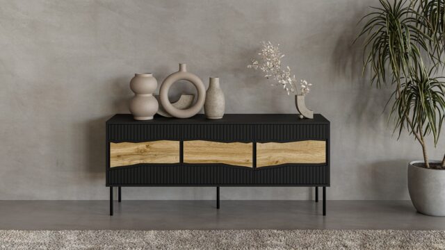 Cama INSERTO 3D TV cabinet 143.5x40x61.5 black + LED - imagine 6