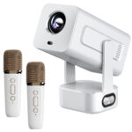 Extralink Smart Projector Cinema&Karaoke - IMS360 White | Projector for movies, games and music with 2 microphones | 1080p, Android 13