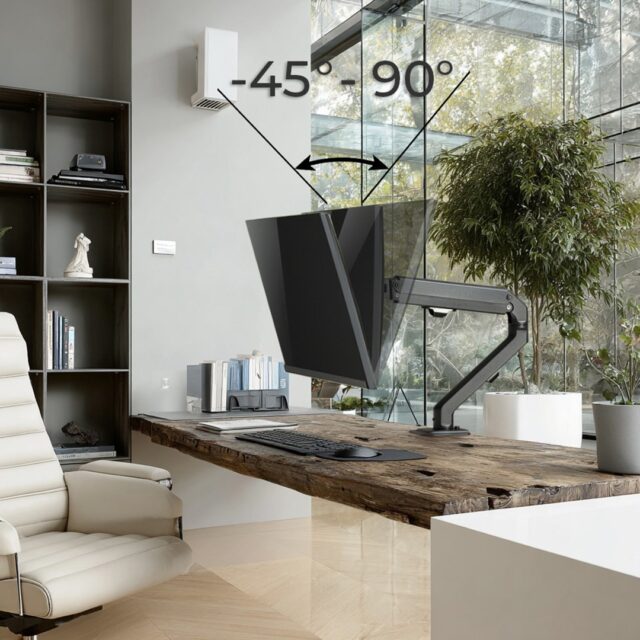 Maclean MC-906 Monitor Mount Holder Desk Table Mount 17  - 27  Adjustable Rotatable VESA 7 kg - imagine 8